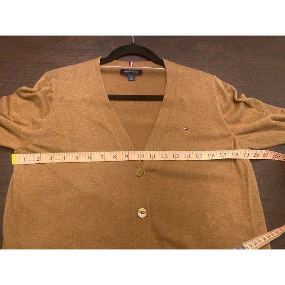 Tommy Hilfiger Camel Brown Cotton Button-Up Cardigan Sweater Women’s Size Large - Picture 6 of 9